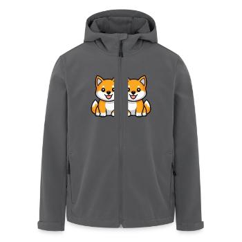 Shiba Inu Dog Comic - Men’s Recycled Softshell Jacket by Stanley/Stella - black - Front - AI Model Male 185 light (185cm)