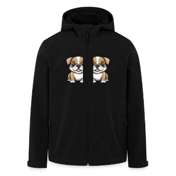 Chien bouledogue bande dessinée - Veste softshell homme en polyester recyclé Stanley/Stella - noir - Devant - AI Model Male 185 light (185cm)