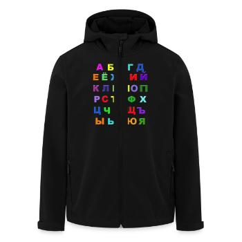 Russian Alphabet - Men’s Recycled Softshell Jacket by Stanley/Stella - black - Front - AI Model Male 185 light (185cm)