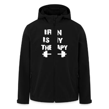 Iron Is My Therapy - Men’s Recycled Softshell Jacket by Stanley/Stella - black - Front - AI Model Male 185 light (185cm)