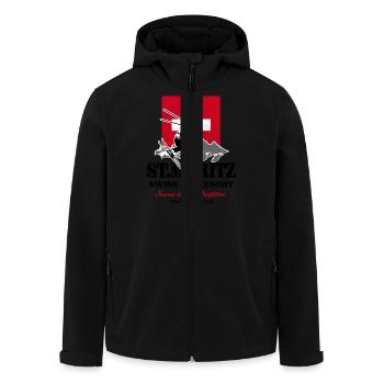 St.Moritz - Ski Alpine - Swiss Flag - Recycelte Männer Softshell-Jacke von Stanley/Stella - Schwarz - Vorne - AI Model Male 185 light (185cm)