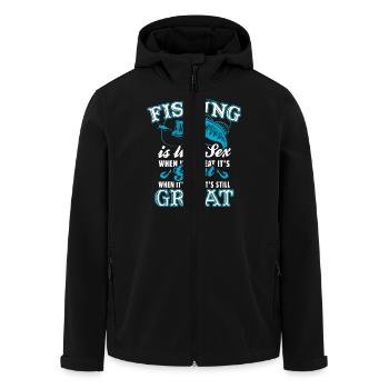 Fishing Is Like Sex - Men’s Recycled Softshell Jacket by Stanley/Stella - black - Front - AI Model Male 185 light (185cm)