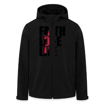 Red cross design jesus cool faith love life faith - Men’s Recycled Softshell Jacket by Stanley/Stella - black - Front - AI Model Male 185 light (185cm)