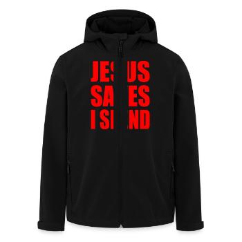 jesus saves i spend - Recycelte Männer Softshell-Jacke von Stanley/Stella - Schwarz - Vorne - AI Model Male 185 light (185cm)