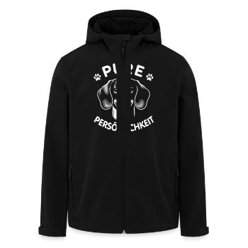 Dackel ist pure Persönlichkeit Dackelportrait - Recycelte Männer Softshell-Jacke von Stanley/Stella - Schwarz - Vorne - AI Model Male 185 light (185cm)