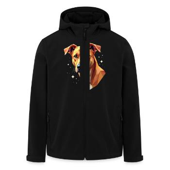 Chien géométrique - Oeuvre d’art - Veste softshell homme en polyester recyclé Stanley/Stella - noir - Devant - AI Model Male 185 light (185cm)