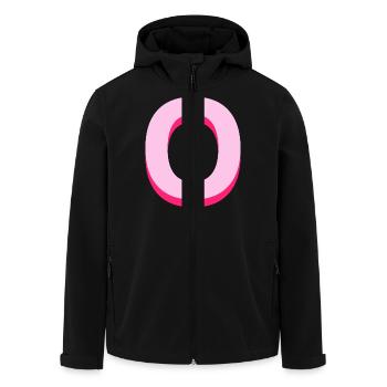 Lettre o rose pop et moderne - Veste softshell homme en polyester recyclé Stanley/Stella - noir - Devant - AI Model Male 185 light (185cm)