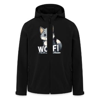 Wolfi - Votre nom d’animal de compagnie - Veste softshell homme en polyester recyclé Stanley/Stella - noir - Devant - AI Model Male 185 light (185cm)