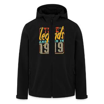 True legends are born in 1949 Vintage Birthday - Men’s Recycled Softshell Jacket by Stanley/Stella - black - Front - AI Model Male 185 light (185cm)