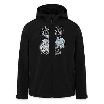 SR2 (hellblau) // Illustration - Recycelte Männer Softshell-Jacke von Stanley/Stella - Schwarz - Vorne - AI Model Male 185 light (185cm)