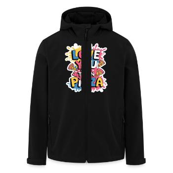 Ich liebe dich mehr als Pizza 2025, Valentinstag - Recycelte Männer Softshell-Jacke von Stanley/Stella - Schwarz - Vorne - AI Model Male 185 light (185cm)
