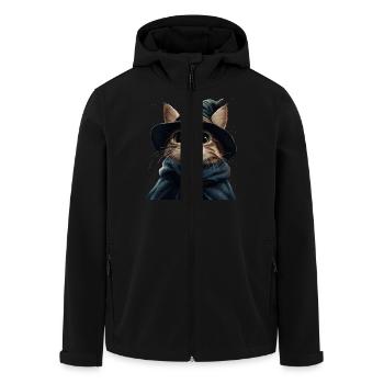Funny kitten as a magician - Men’s Recycled Softshell Jacket by Stanley/Stella - black - Front - AI Model Male 185 light (185cm)