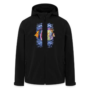 Fish - Men’s Recycled Softshell Jacket by Stanley/Stella - black - Front - AI Model Male 185 light (185cm)