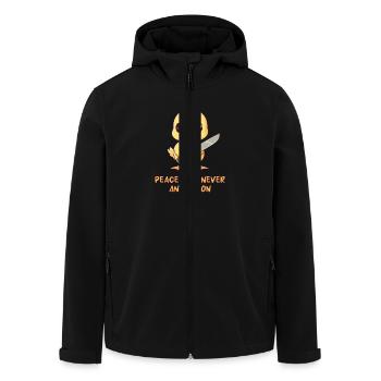Peace was never an option Duck Meme - Men’s Recycled Softshell Jacket by Stanley/Stella - black - Front - AI Model Male 185 light (185cm)