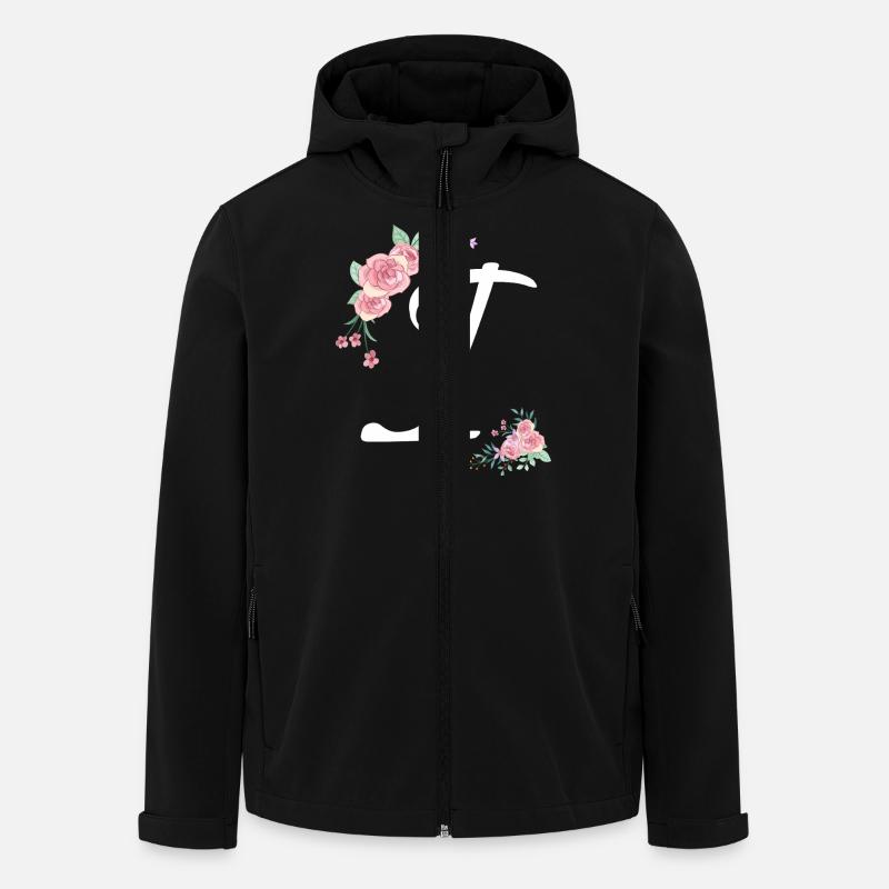 Lettre i fleurs - Veste softshell homme en polyester recyclé Stanley/Stella - noir