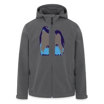 Pinguin-Familie, 3c - Recycelte Männer Softshell-Jacke von Stanley/Stella - Schwarz - Vorne - AI Model Male 185 light (185cm)