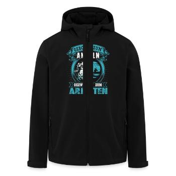 Geboren zum Angeln, gezwungen zur Arbeit - Recycelte Männer Softshell-Jacke von Stanley/Stella - Schwarz - Vorne - AI Model Male 185 light (185cm)