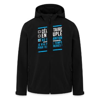 "Célibataire en couple au badminton" t-shirt - Veste softshell homme en polyester recyclé Stanley/Stella - noir - Devant - AI Model Male 185 light (185cm)