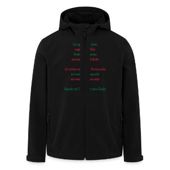 my words - Men’s Recycled Softshell Jacket by Stanley/Stella - black - Front - AI Model Male 185 light (185cm)