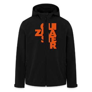 quizmaster coolest text logo copy - Men’s Recycled Softshell Jacket by Stanley/Stella - black - Front - AI Model Male 185 light (185cm)