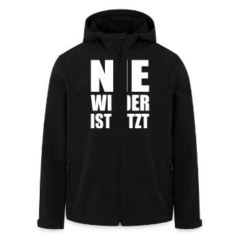 Nie wieder ist jetzt - Recycelte Männer Softshell-Jacke von Stanley/Stella - Schwarz - Vorne - AI Model Male 185 light (185cm)