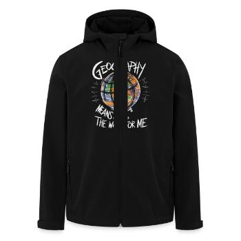 Geografie ist meine Welt - Recycelte Männer Softshell-Jacke von Stanley/Stella - Schwarz - Vorne - AI Model Male 185 light (185cm)