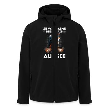 BERGER AUSTRALIEN AUSSIE CHIEN DOUX - Veste softshell homme en polyester recyclé Stanley/Stella - noir - Devant - AI Model Male 185 light (185cm)