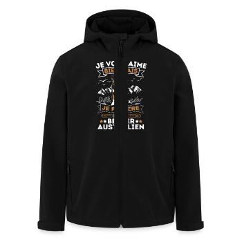 Aussie Berger Australien Race de chien - Veste softshell homme en polyester recyclé Stanley/Stella - noir - Devant - AI Model Male 185 light (185cm)