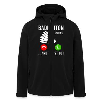 Badminton Is Calling Shuttlecock - Men’s Recycled Softshell Jacket by Stanley/Stella - black - Front - AI Model Male 185 light (185cm)