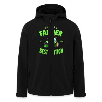 Farmers Laugh - Funny Farmer - Men’s Recycled Softshell Jacket by Stanley/Stella - black - Front - AI Model Male 185 light (185cm)