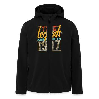True legends are born in 1947 Vintage anniversaire - Veste softshell homme en polyester recyclé Stanley/Stella - noir - Devant - AI Model Male 185 light (185cm)