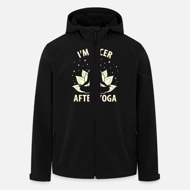 Jeu de mots de yoga - Nicer After Yoga - Veste softshell homme en polyester recyclé Stanley/Stella - noir