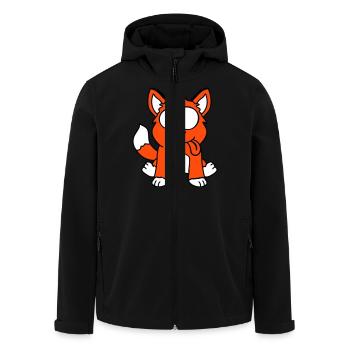 Dog Fox Funny Grimace Squint Tongue Out - Men’s Recycled Softshell Jacket by Stanley/Stella - black - Front - AI Model Male 185 light (185cm)