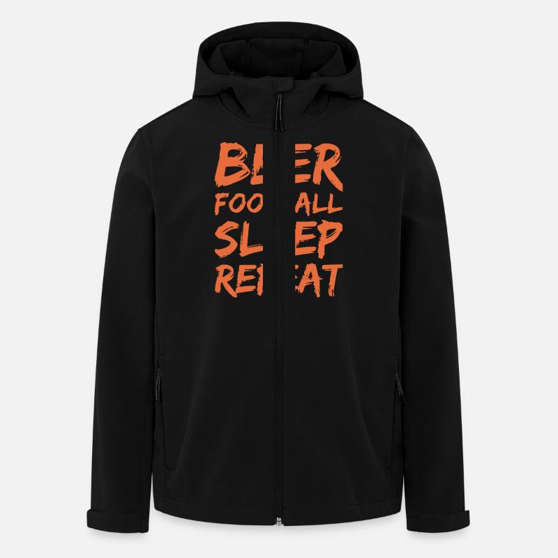 Beer Football Sleep Repeat - Men’s Recycled Softshell Jacket by Stanley/Stella - black