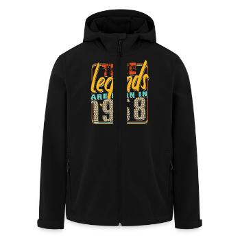 True legends are born in 1958 Vintage Birthday - Men’s Recycled Softshell Jacket by Stanley/Stella - black - Front - AI Model Male 185 light (185cm)