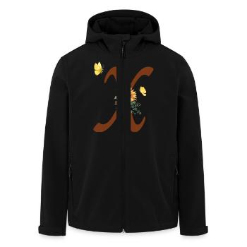 Lettre x tournesol papillon - Veste softshell homme en polyester recyclé Stanley/Stella - noir - Devant - AI Model Male 185 light (185cm)