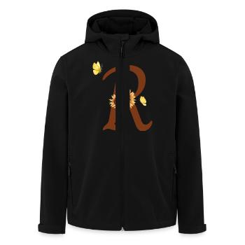 Lettre r tournesol papillon - Veste softshell homme en polyester recyclé Stanley/Stella - noir - Devant - AI Model Male 185 light (185cm)