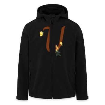 Letter u Sunflower Butterfly - Men’s Recycled Softshell Jacket by Stanley/Stella - black - Front - AI Model Male 185 light (185cm)