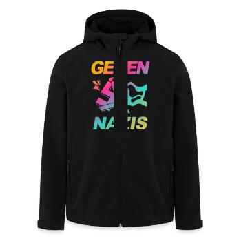 FCK NZS - Zeichen setzen gegen Rechts, Gegen Nazis - Recycelte Männer Softshell-Jacke von Stanley/Stella - Schwarz - Vorne - AI Model Male 185 light (185cm)