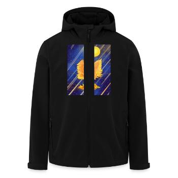 Oiseau de feu lumineux cosmique : Cyber-Semurg - Veste softshell homme en polyester recyclé Stanley/Stella - noir - Devant - AI Model Male 185 light (185cm)