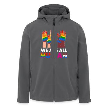 Nous sommes tous des humains Mains diverses Arc-en-ciel - Veste softshell homme en polyester recyclé Stanley/Stella - charbon - Devant - AI Model Male 185 light (185cm)