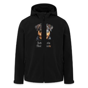 Dog portrait with funny saying -Rottweilerle - Men’s Recycled Softshell Jacket by Stanley/Stella - black - Front - AI Model Male 185 light (185cm)