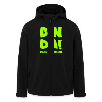 Bin da - Kann losgehen - Recycelte Männer Softshell-Jacke von Stanley/Stella - Schwarz - Vorne - AI Model Male 185 light (185cm)