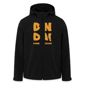Bin da - Kann losgehen - Recycelte Männer Softshell-Jacke von Stanley/Stella - Schwarz - Vorne - AI Model Male 185 light (185cm)