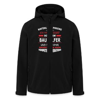 BAUHELFER - Recycelte Männer Softshell-Jacke von Stanley/Stella - Schwarz - Vorne - AI Model Male 185 light (185cm)