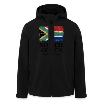 South Africa Flag - Vintage Look - Recycelte Männer Softshell-Jacke von Stanley/Stella - Schwarz - Vorne - AI Model Male 185 light (185cm)