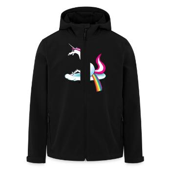 Unicorn pooping rainbow - Einhorn pupst Regenbogen - Recycelte Männer Softshell-Jacke von Stanley/Stella - Schwarz - Vorne - AI Model Male 185 light (185cm)