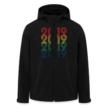 Cool Retro 2019, 4 ans, 4ème anniversaire Enfants - Veste softshell homme en polyester recyclé Stanley/Stella - noir - Devant - AI Model Male 185 light (185cm)