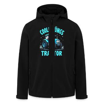 Coole Jungs fahren Traktor - Recycelte Männer Softshell-Jacke von Stanley/Stella - Schwarz - Vorne - AI Model Male 185 light (185cm)