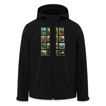 Postage stamps help nature - Men’s Recycled Softshell Jacket by Stanley/Stella - black - Front - AI Model Male 185 light (185cm)